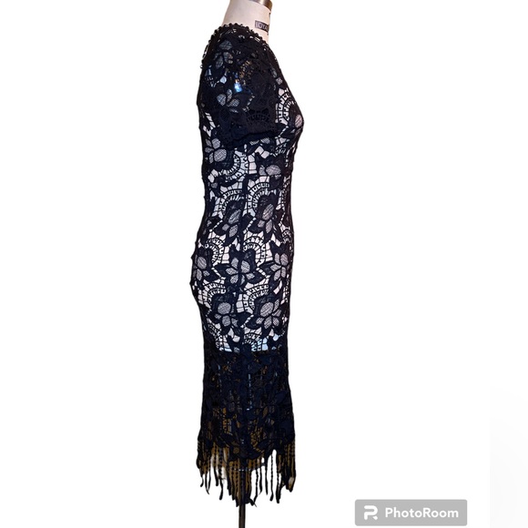 Long Fitted Black Lace Over a Neutral Slip. 🖤 Size Medium Sexy Dress - Picture 4 of 12
